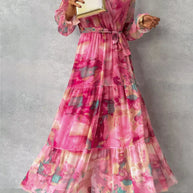 WW | Elegantes Langärmeliges Maxikleid mit Blumenmuster