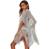 Damen Strandponcho aus leichtem Häkelmaterial WW