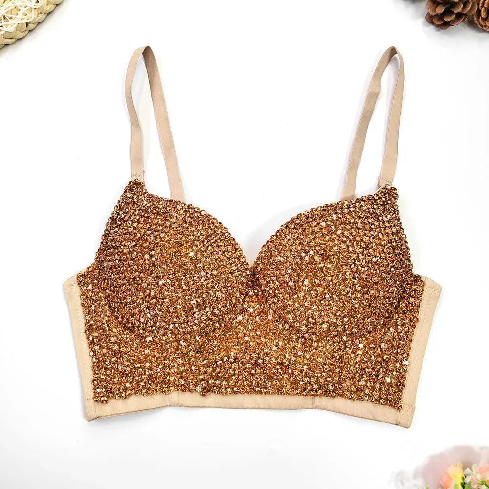 WW | Top sexy mit V-Ausschnitt im Bustier-Stil mit leichten Diamanten