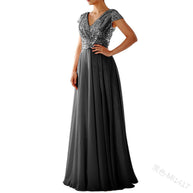 WW | Damen Kurzarm Glitzer Maxi Kleid