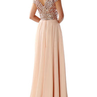 WW | Damen Kleider V-Ausschnitt Paillette Chiffon Paneel Maxi Kleid