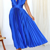 WW | Hallo Schöne Satin Plissee Midi Kleid