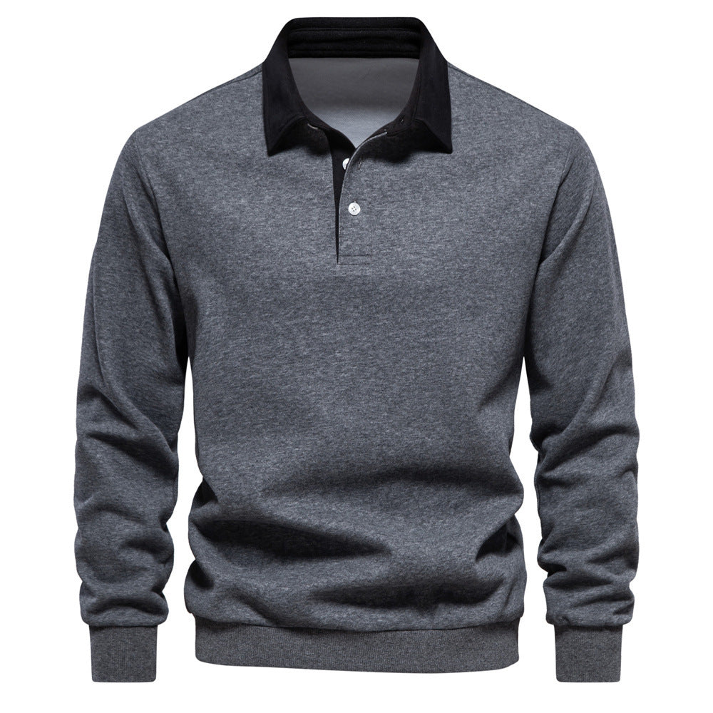 WW | Elegantes Herren Langarm Polo Shirt Mit Klassischem Kragen