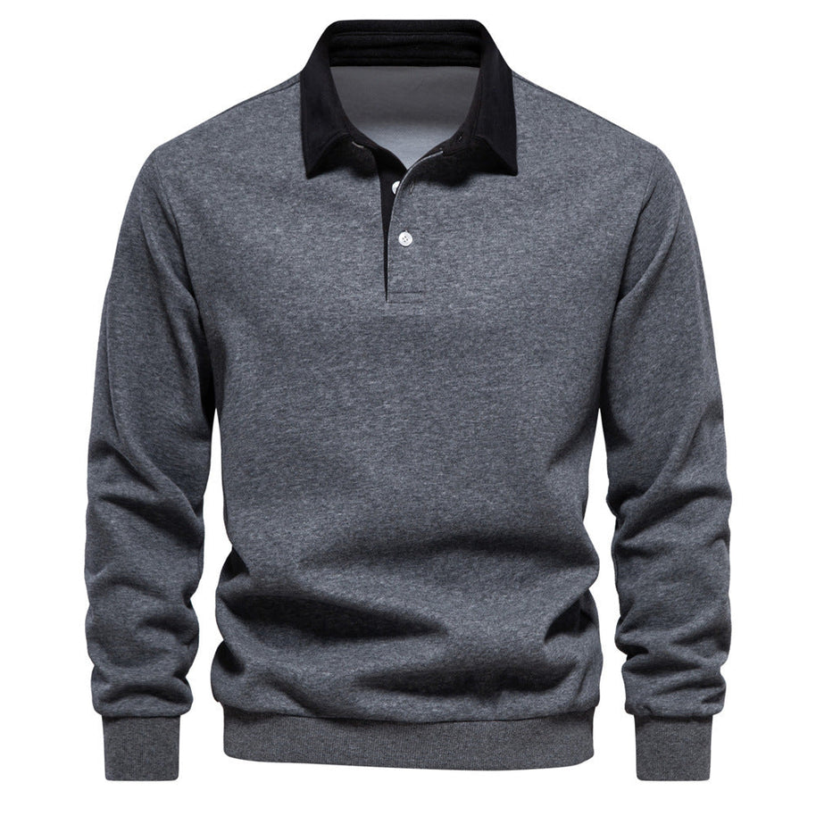 WW | Elegantes Herren Langarm Polo Shirt Mit Klassischem Kragen