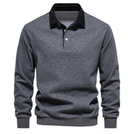 WW | Elegantes Herren Langarm Polo Shirt Mit Klassischem Kragen