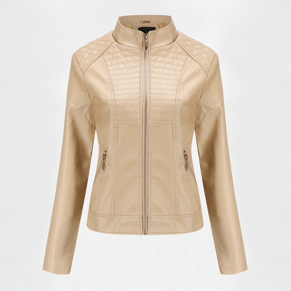 Damen Kunstlederjacke mit modischem Steppmuster WW