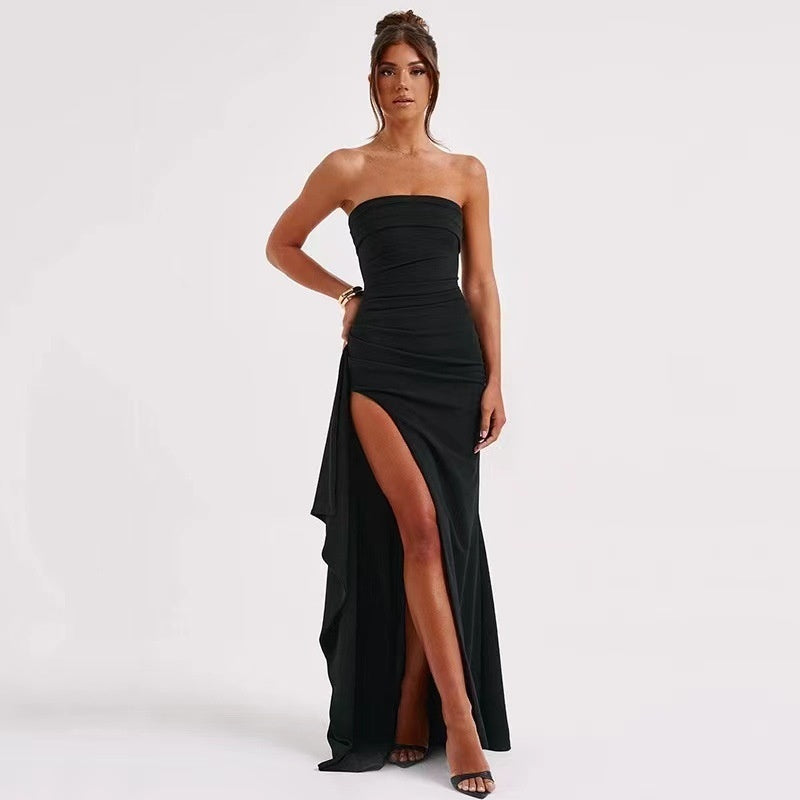 WW | Line Up Kragen Mit Sexy Rückenfreies Kleid Mit Hohem Schlitz