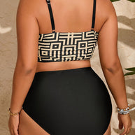WW | Plus Size Geometrischer Druck Bikini Satz