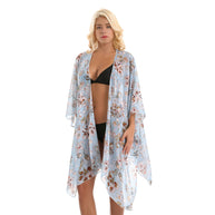 Damen eleganter Chiffon-Überwurf mit floralem Design und asymmetrischem Saum WW