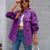 WW | Zerrissene Rohsaum-Denimjacke