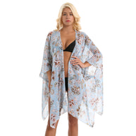 Damen eleganter Chiffon-Überwurf mit floralem Design und asymmetrischem Saum WW