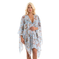 Damen eleganter Chiffon-Überwurf mit floralem Design und asymmetrischem Saum WW