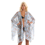 Damen eleganter Chiffon-Überwurf mit floralem Design und asymmetrischem Saum WW