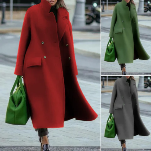 WW | Warmer Stylischer Zweireihermantel Für Damen Lang