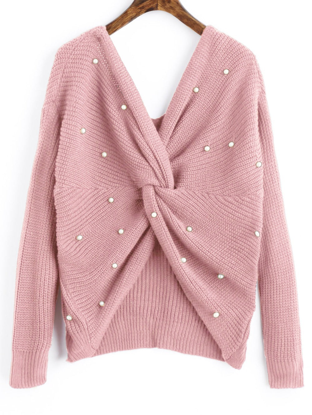 Damen Strickpullover mit Twist-Detail und Perlenbesatz WW