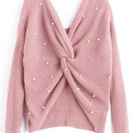 Damen Strickpullover mit Twist-Detail und Perlenbesatz WW