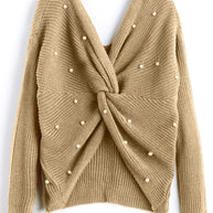 Damen Strickpullover mit Twist-Detail und Perlenbesatz WW