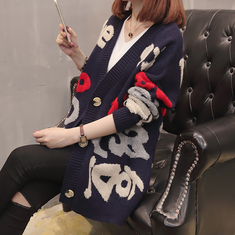 Damen Strickjacke mit buntem Grafikdesign und komfortabler Passform WW