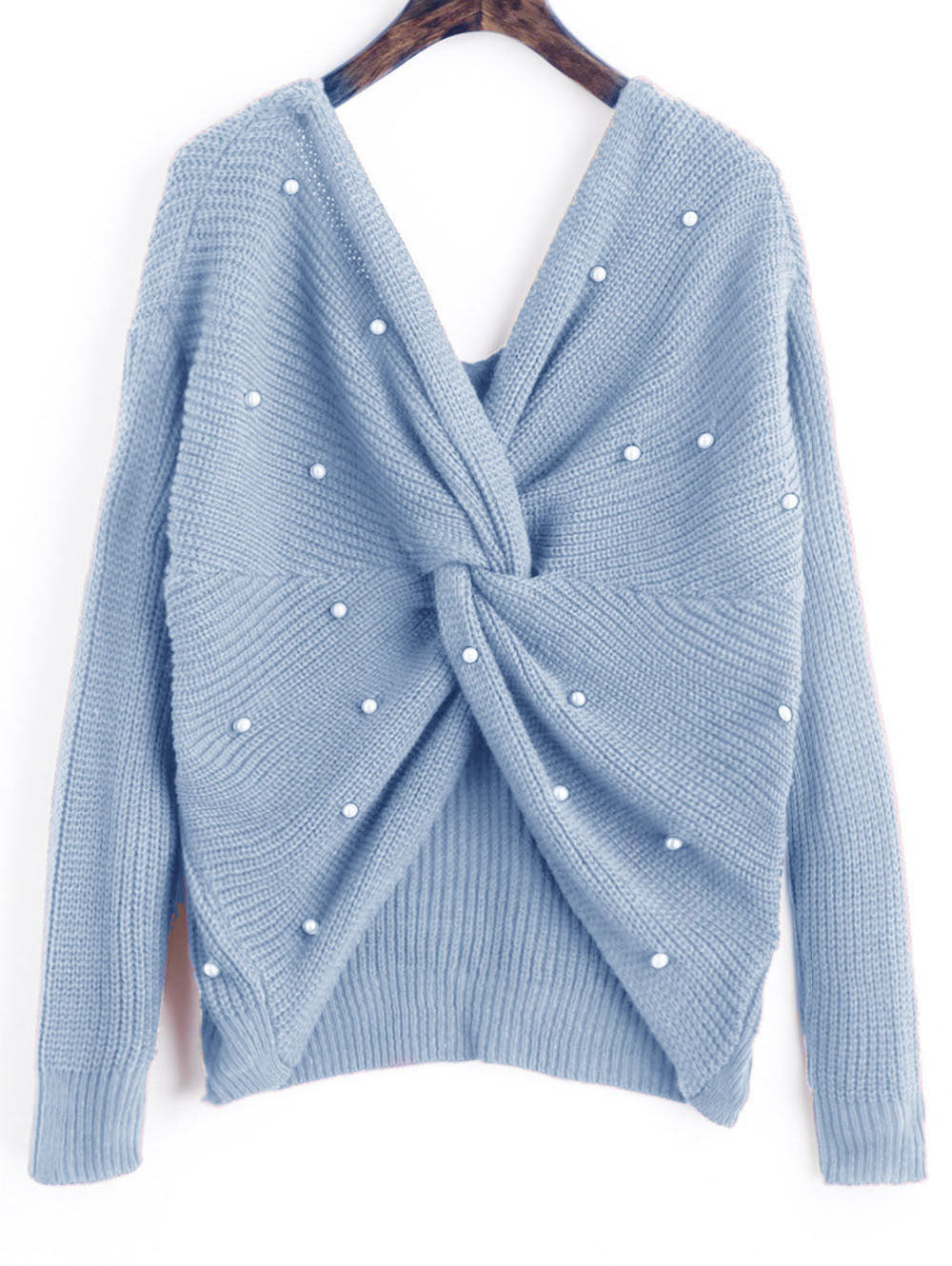 Damen Strickpullover mit Twist-Detail und Perlenbesatz WW