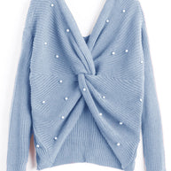 Damen Strickpullover mit Twist-Detail und Perlenbesatz WW