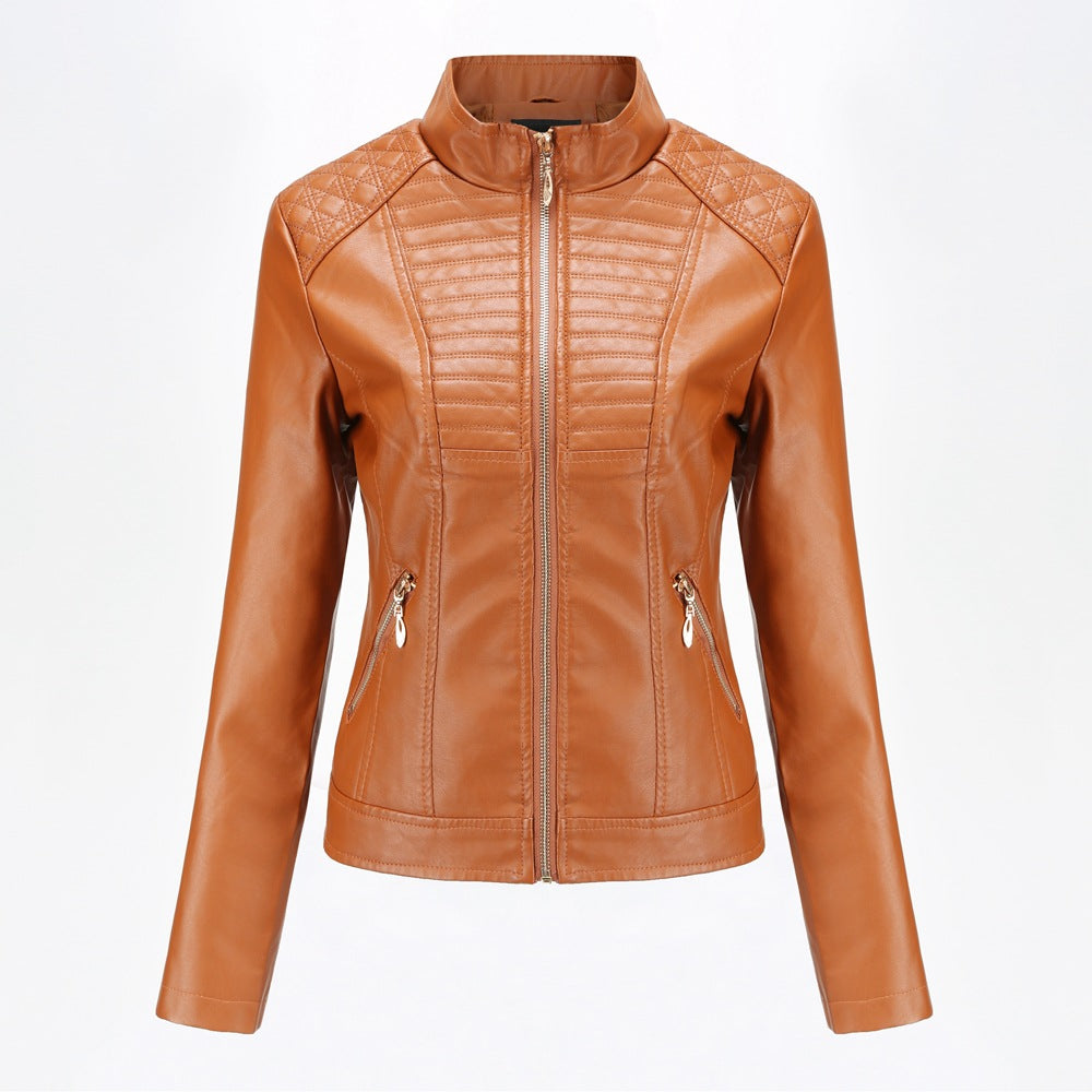 Damen Kunstlederjacke mit modischem Steppmuster WW