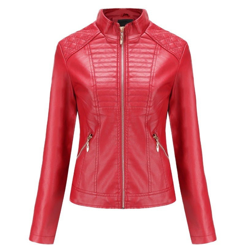 Damen Kunstlederjacke mit modischem Steppmuster WW
