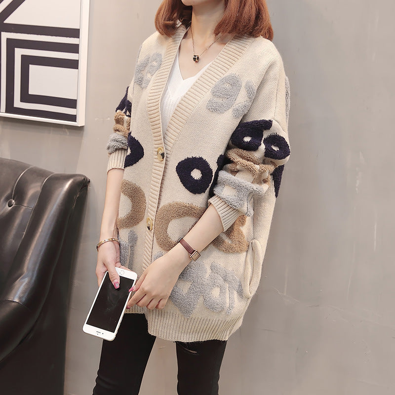 Damen Strickjacke mit buntem Grafikdesign und komfortabler Passform WW