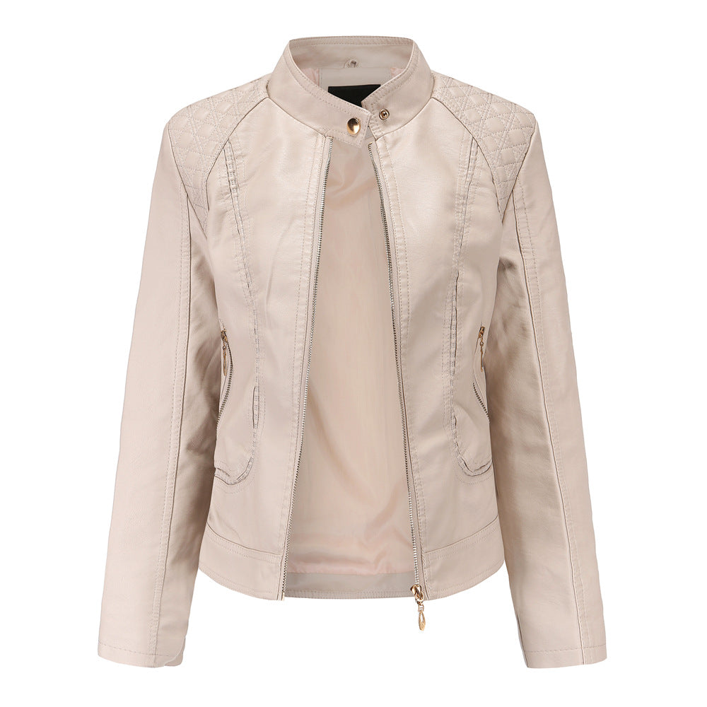 Damen Kunstlederjacke mit modischen Steppdetails WW