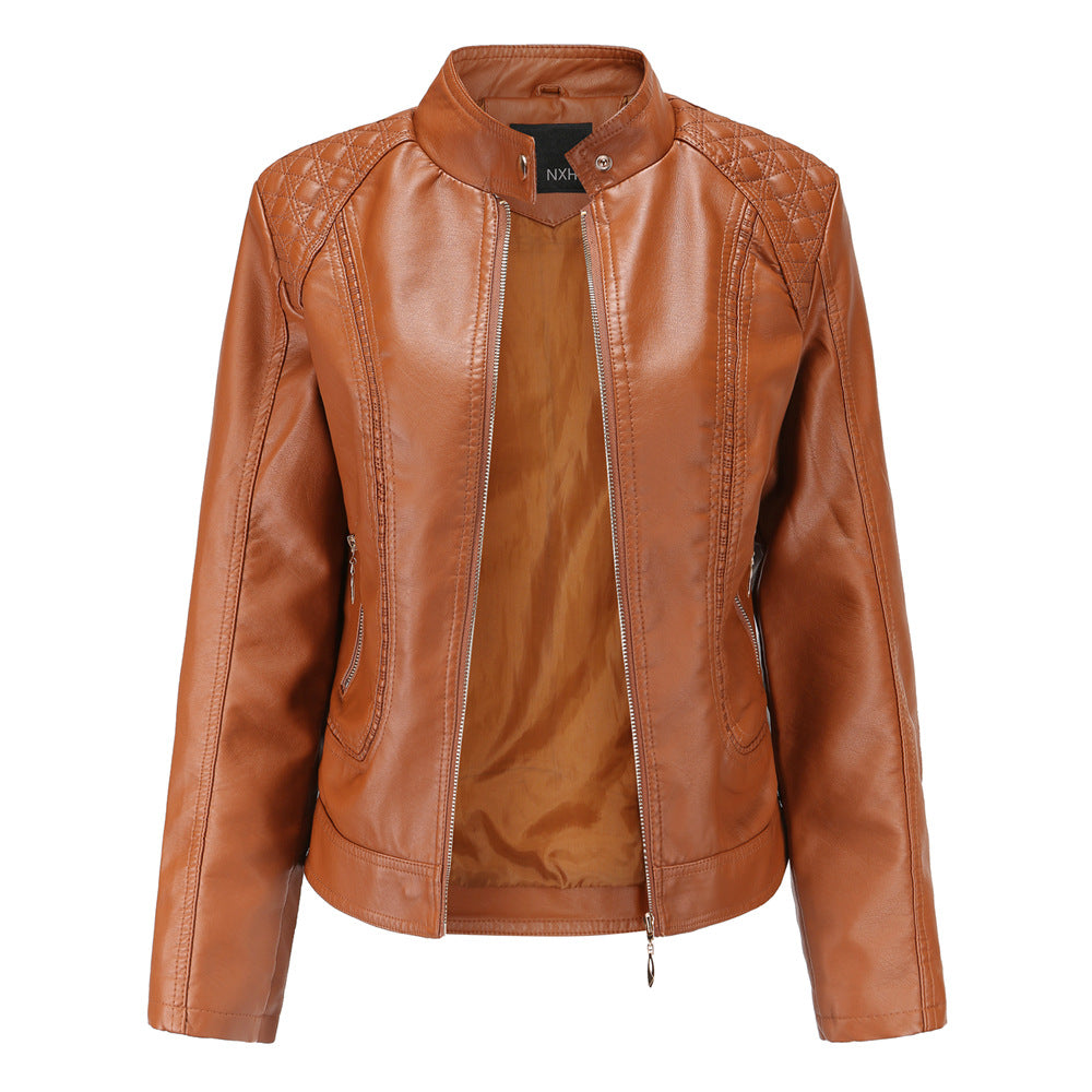 Damen Kunstlederjacke mit modischen Steppdetails WW