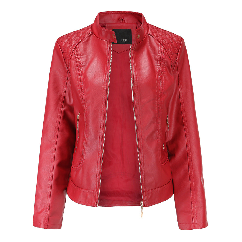 Damen Kunstlederjacke mit modischen Steppdetails WW