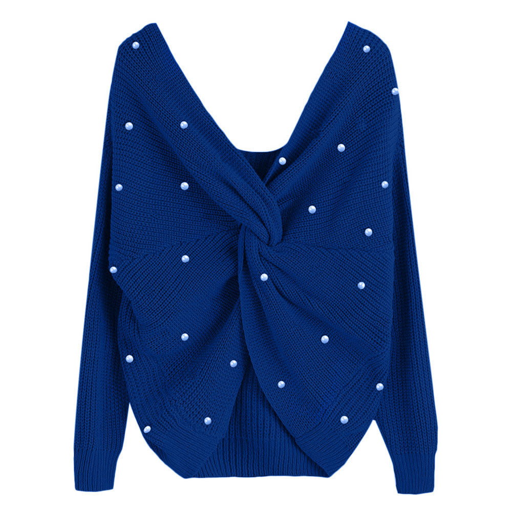 Damen Strickpullover mit Twist-Detail und Perlenbesatz WW