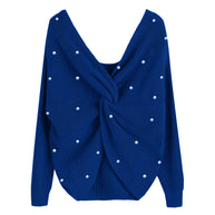 Damen Strickpullover mit Twist-Detail und Perlenbesatz WW
