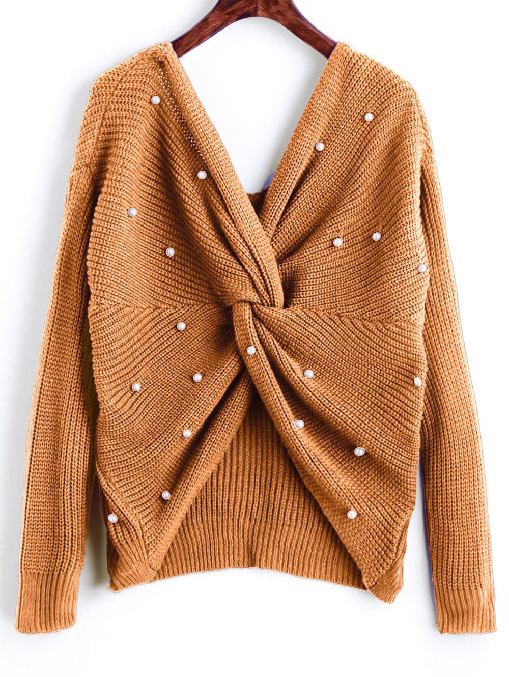Damen Strickpullover mit Twist-Detail und Perlenbesatz WW
