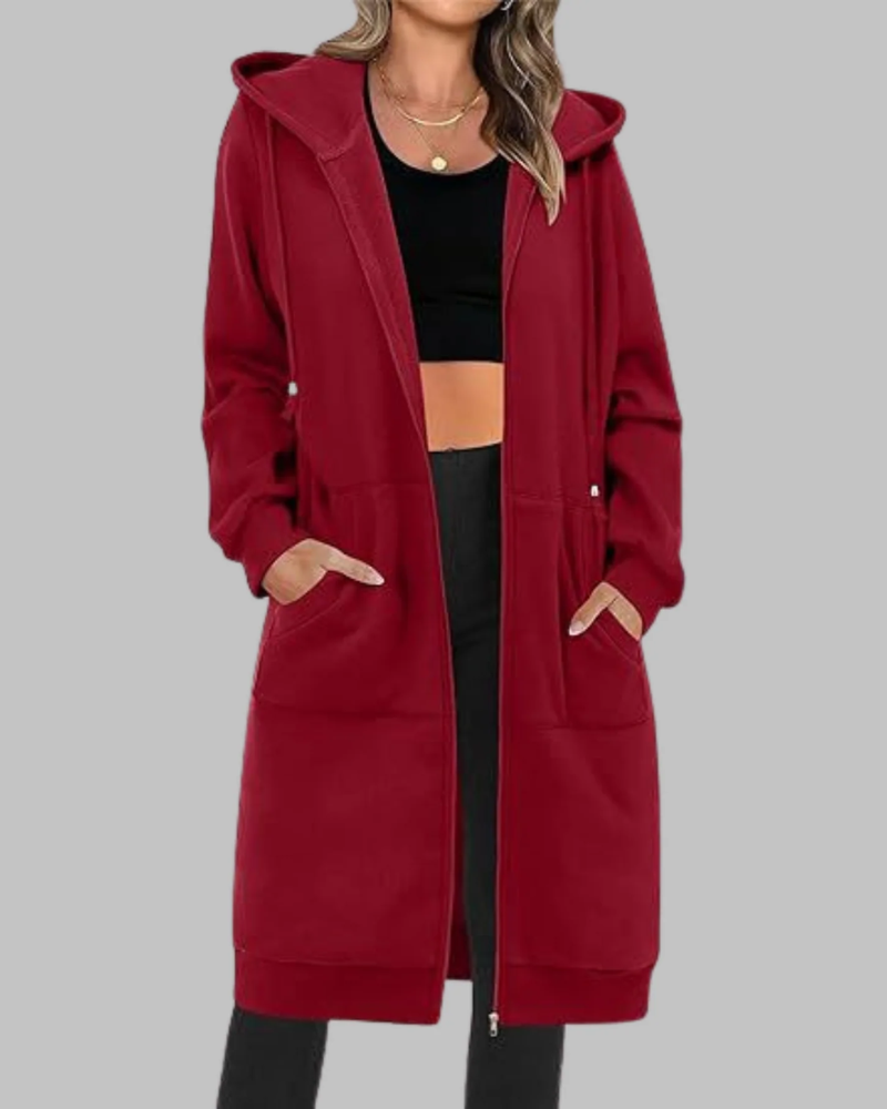 WW | Lässige Zip-Up Übergroße Lange Jacke