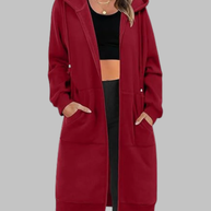 WW | Lässige Zip-Up Übergroße Lange Jacke