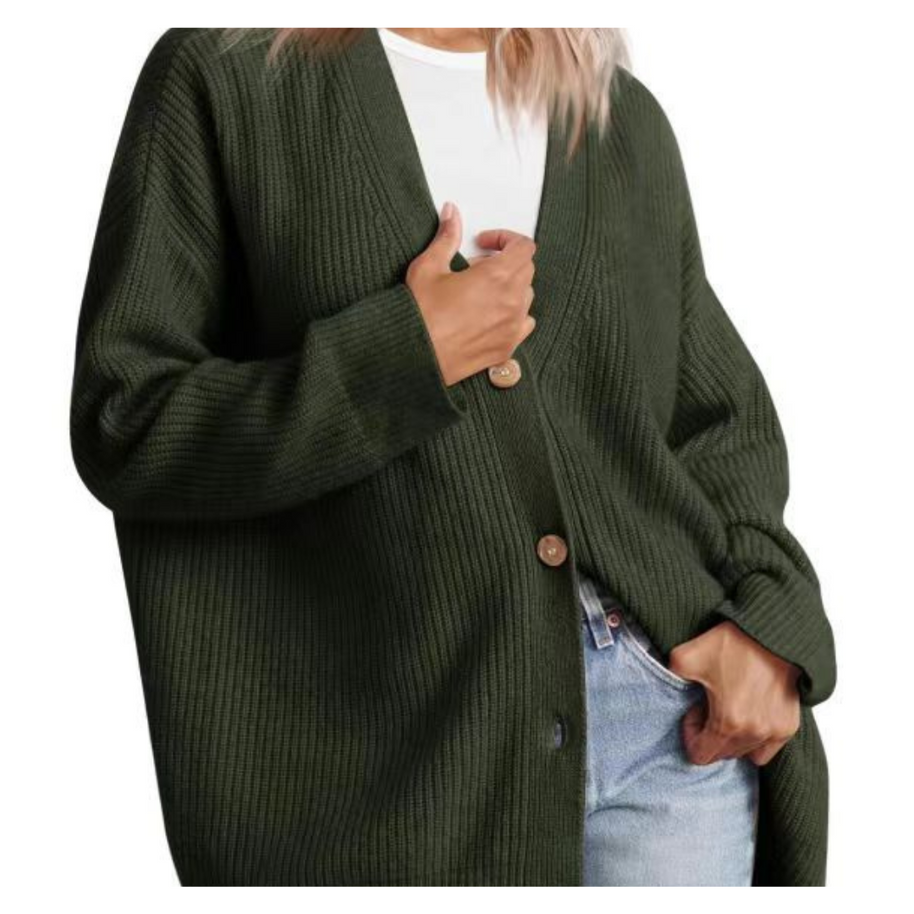 WW | Schicke Übergroße Strickjacke Mit Knöpfen Für Damen
