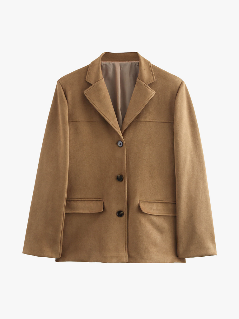 WW | Wildlederimitat Blazer in Braun mit klassischem Revers