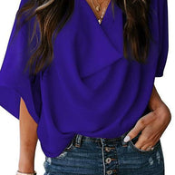 WW | Rosiedress Cowl Neck Kurzarm Drapiert Chiffon Shirt