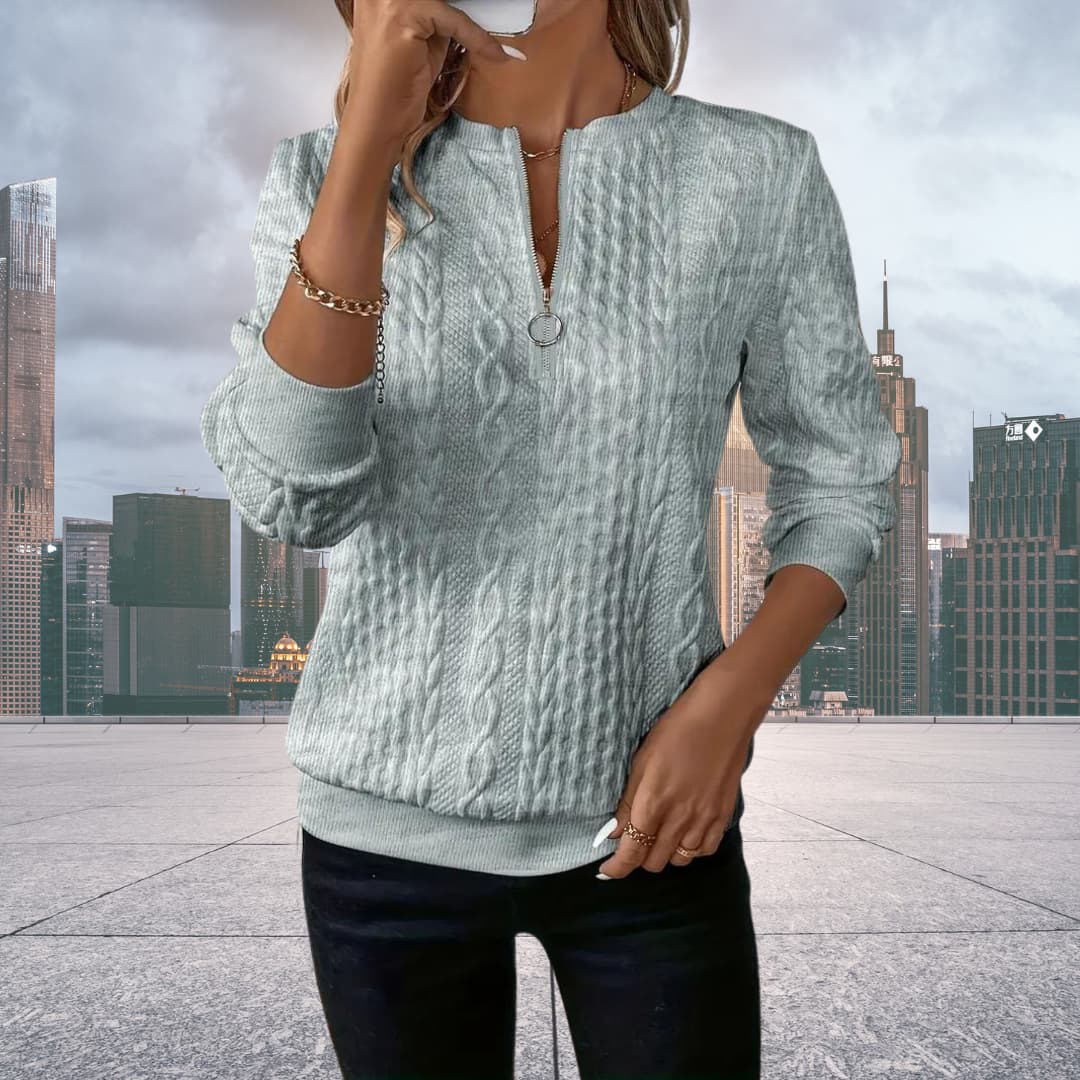 WW | Strickpullover mit halbem Reißverschluss Damen