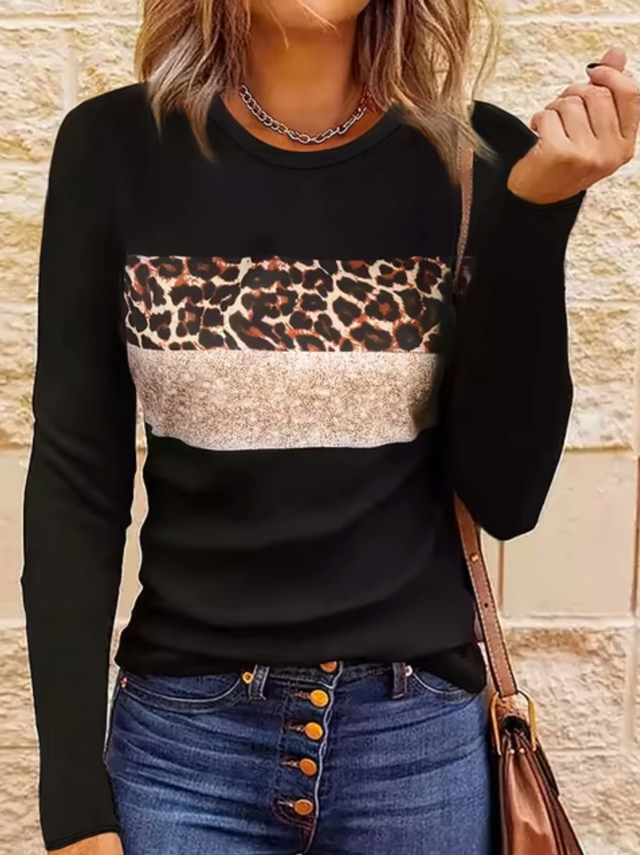 WW | Langarm-T-Shirt mit Leopardenmuster