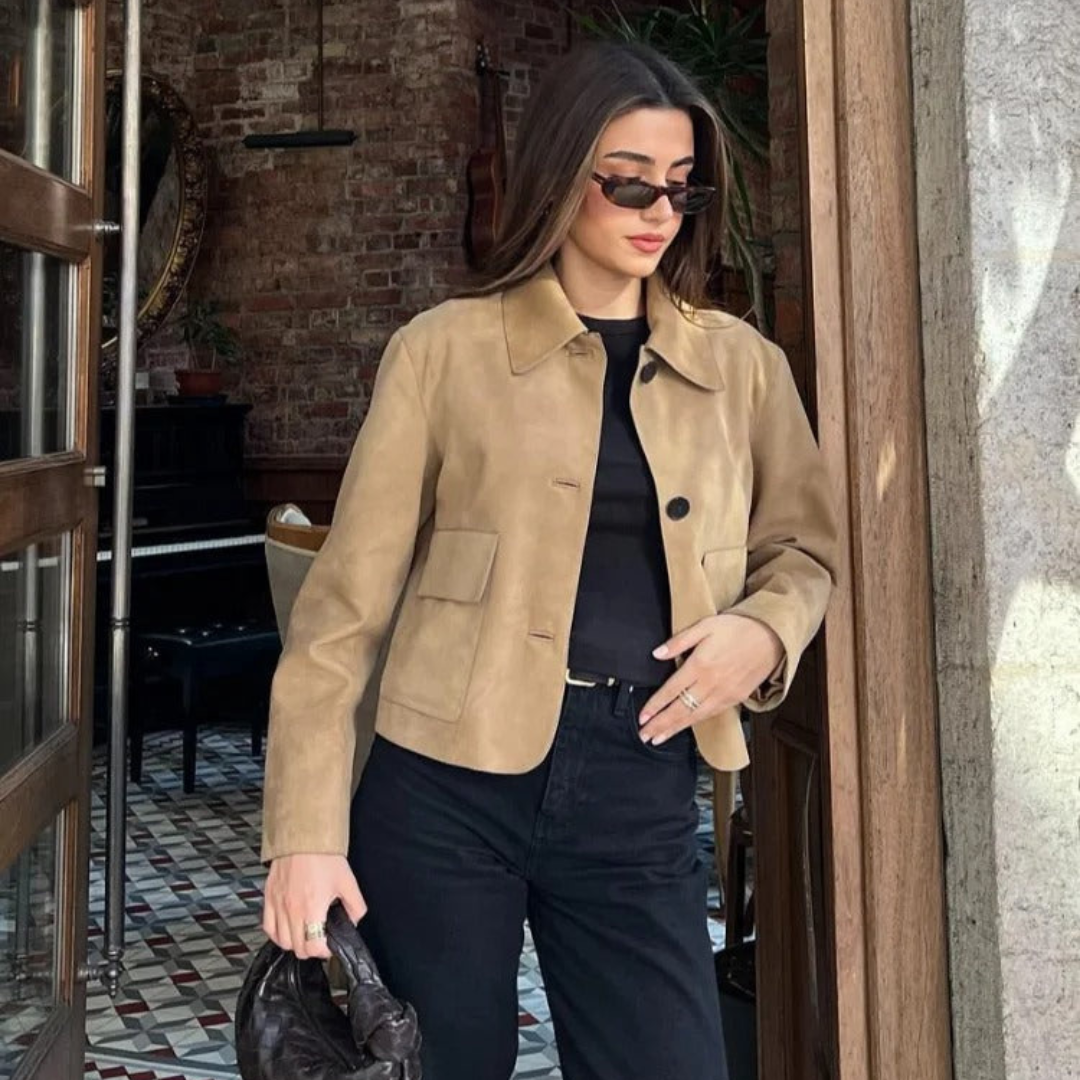 W&W Mode | Beige Lederjacke