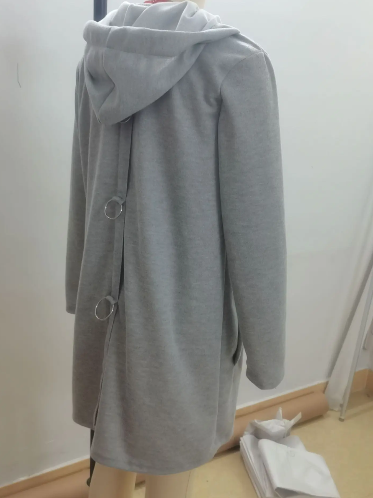 WW | Lange Strickjacken Für Damen Eleganter Strickjacke Mit Kapuze Und Knöpfen