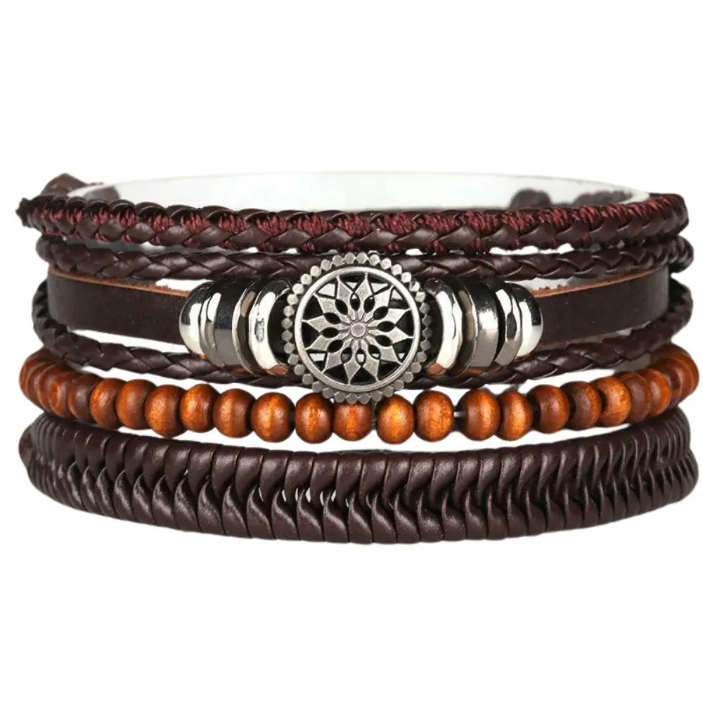 WW | Geflochtene Leder Wickelarmband Für Herren