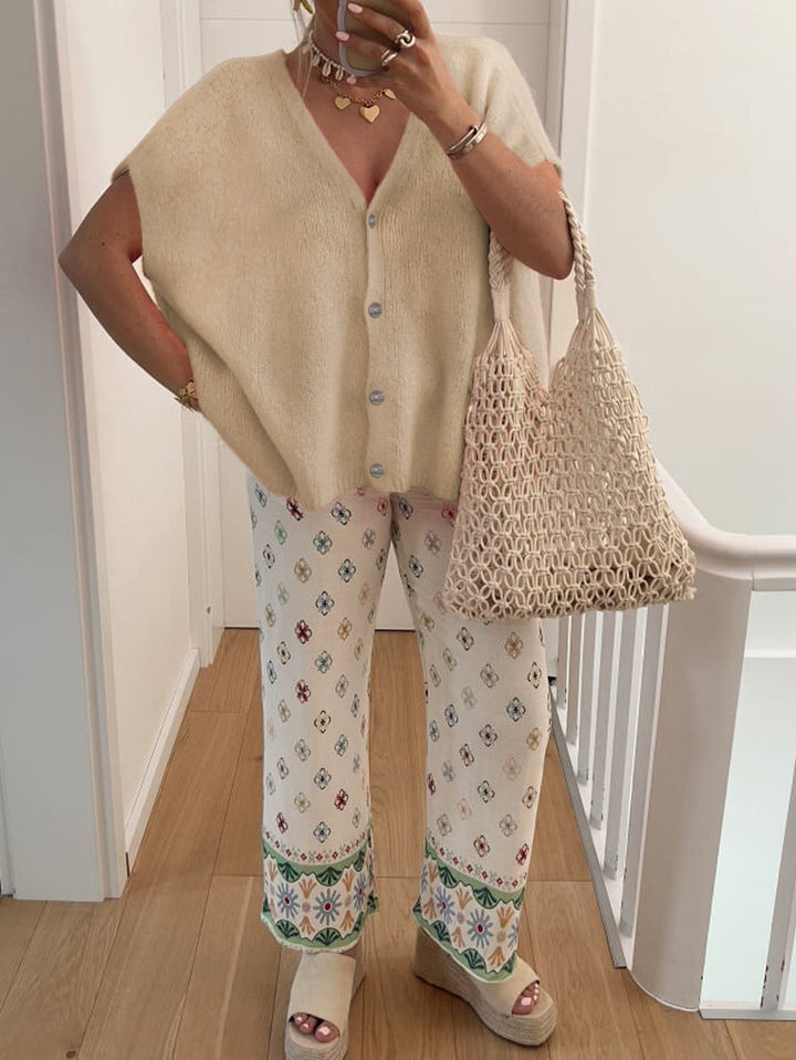 W&W Mode | V-Ausschnitt Kurzarm Cardigan