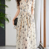 WW | Temperament Kurzarm Chiffonkleid