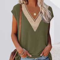 WW | T-Shirt mit V-Ausschnitt und Spitze