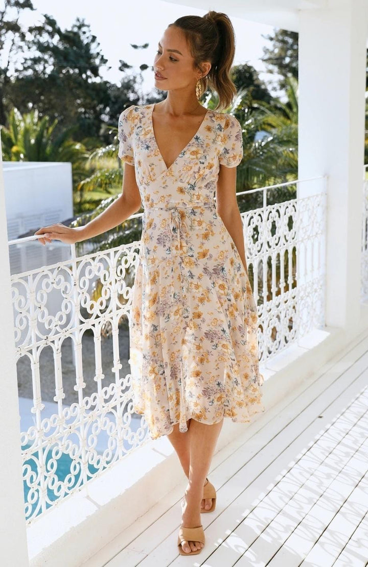 W&W Mode | Kleid in Midi Länge, Ideal Für Frühling Und Den Täglichen Gebrauch