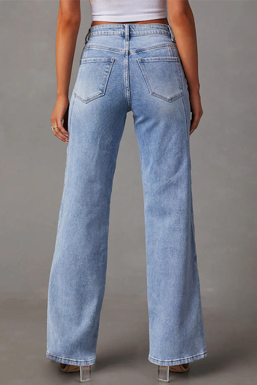 W&W Mode | Rosiedress Zeitlose Zerlegte Gerade Bein Splice Jeans