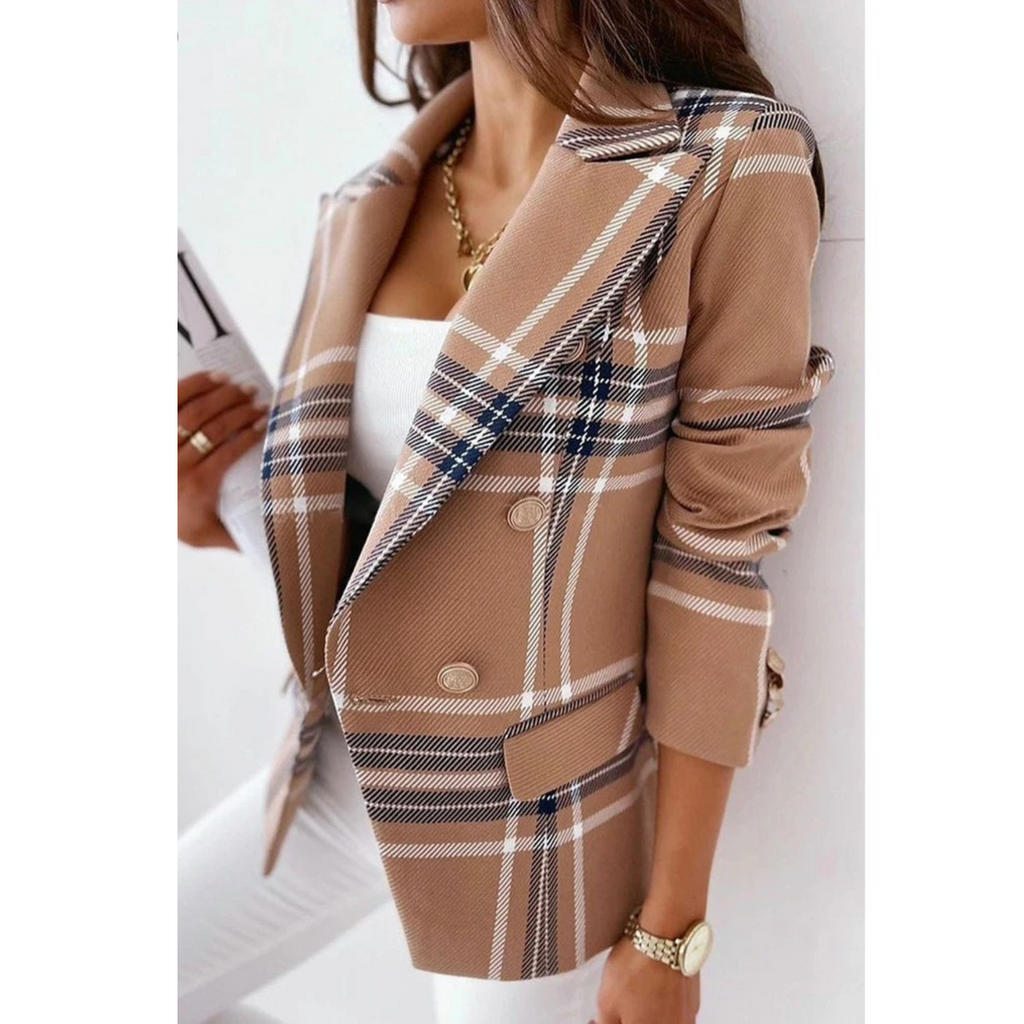 WW | Überschlagkragen Damen Blazer, Lässiger Einfacher Langarmmantel