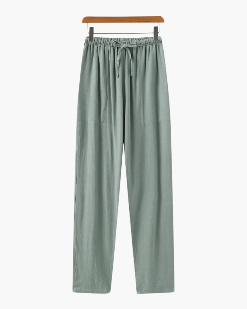 W&W Mode | Leichte Slim Fit Herren Sommer Leinenhose Mit Kordelzug